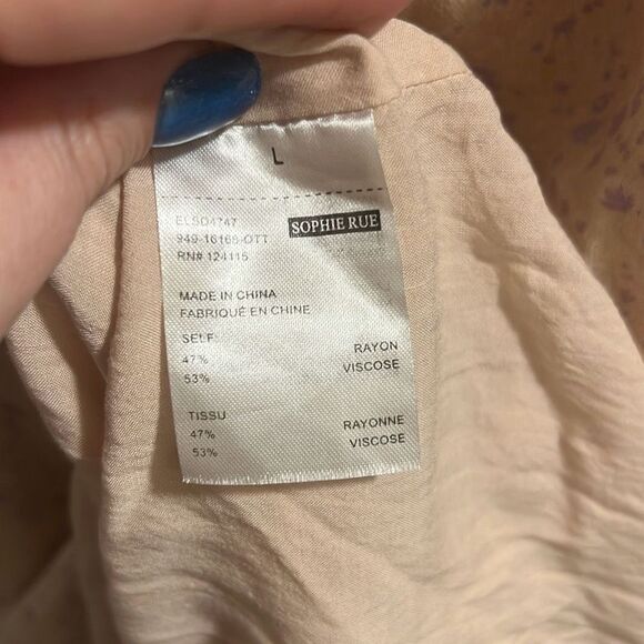 Sophie Rue deep V neck short sleeve Floral Open Back mini Sz Large Dress - Picture 9 of 9